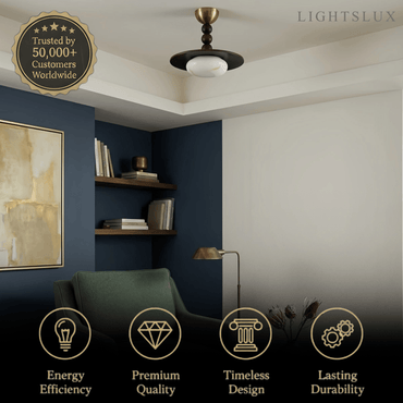 Modern Wood & Alabaster Ceiling Light