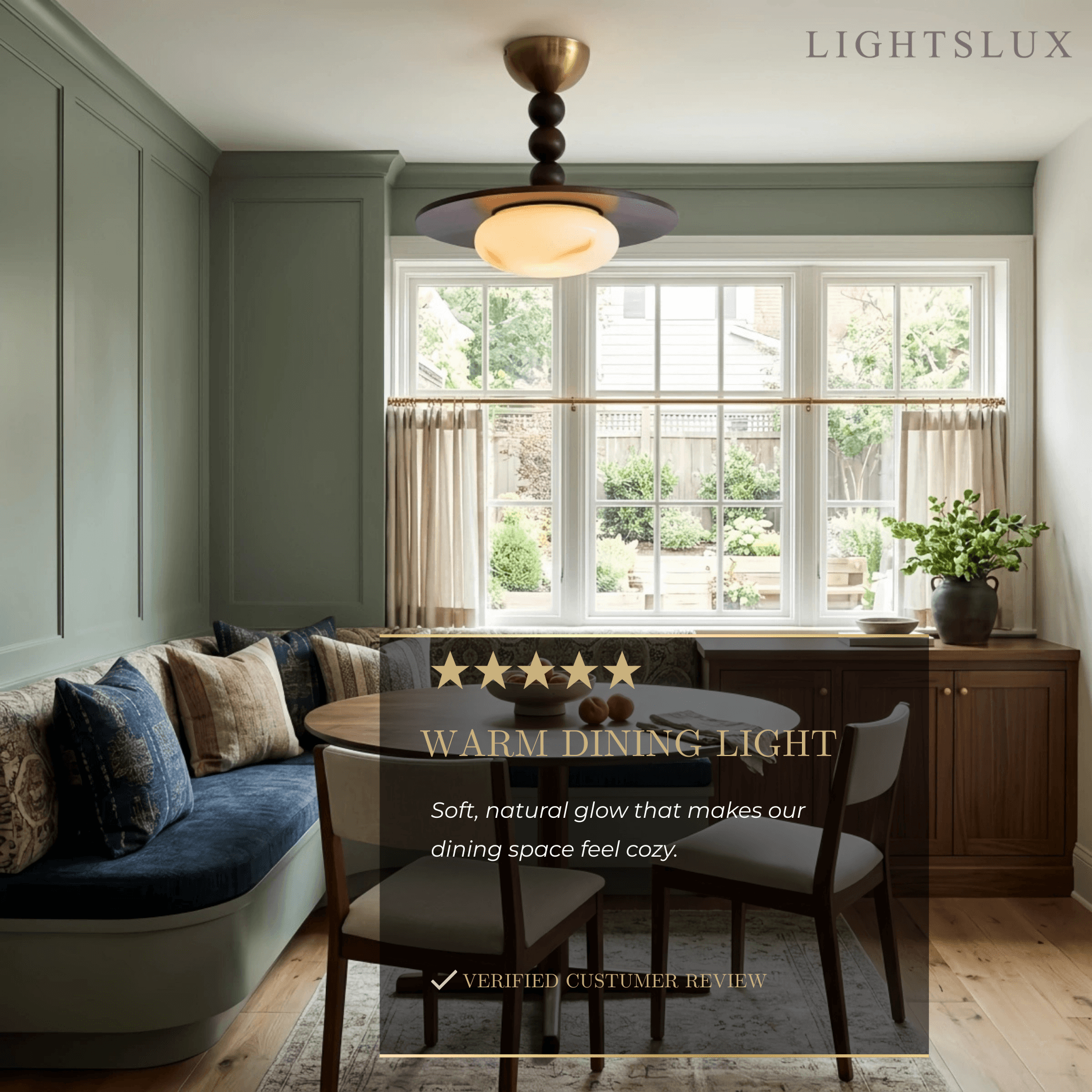 Modern Wood & Alabaster Ceiling Light