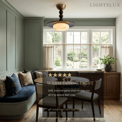 Modern Wood & Alabaster Ceiling Light