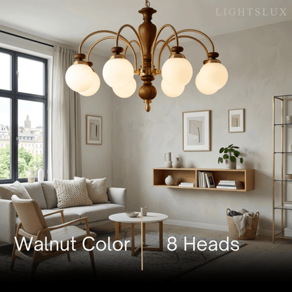 Velora Classic Wood & Glass Chandelier