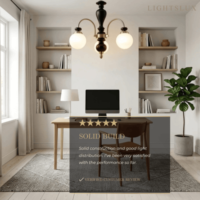 Velora Classic Wood & Glass Chandelier