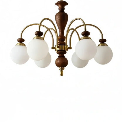 Velora Classic Wood & Glass Chandelier