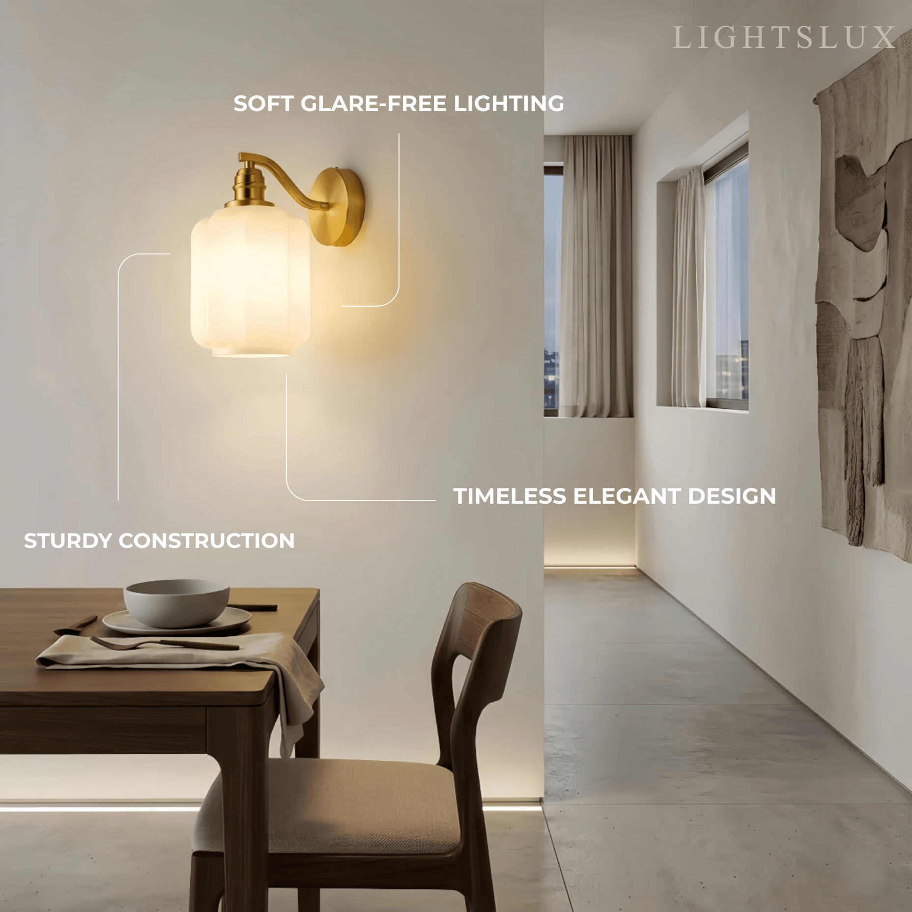 Modern Glass Wall Lamp — Metal Frame 
