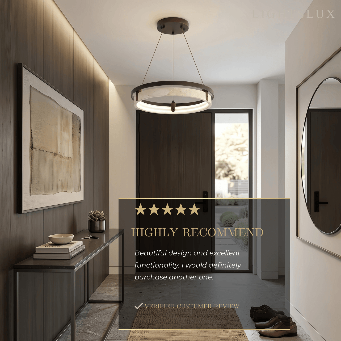 Modern Travertine Pendant Light