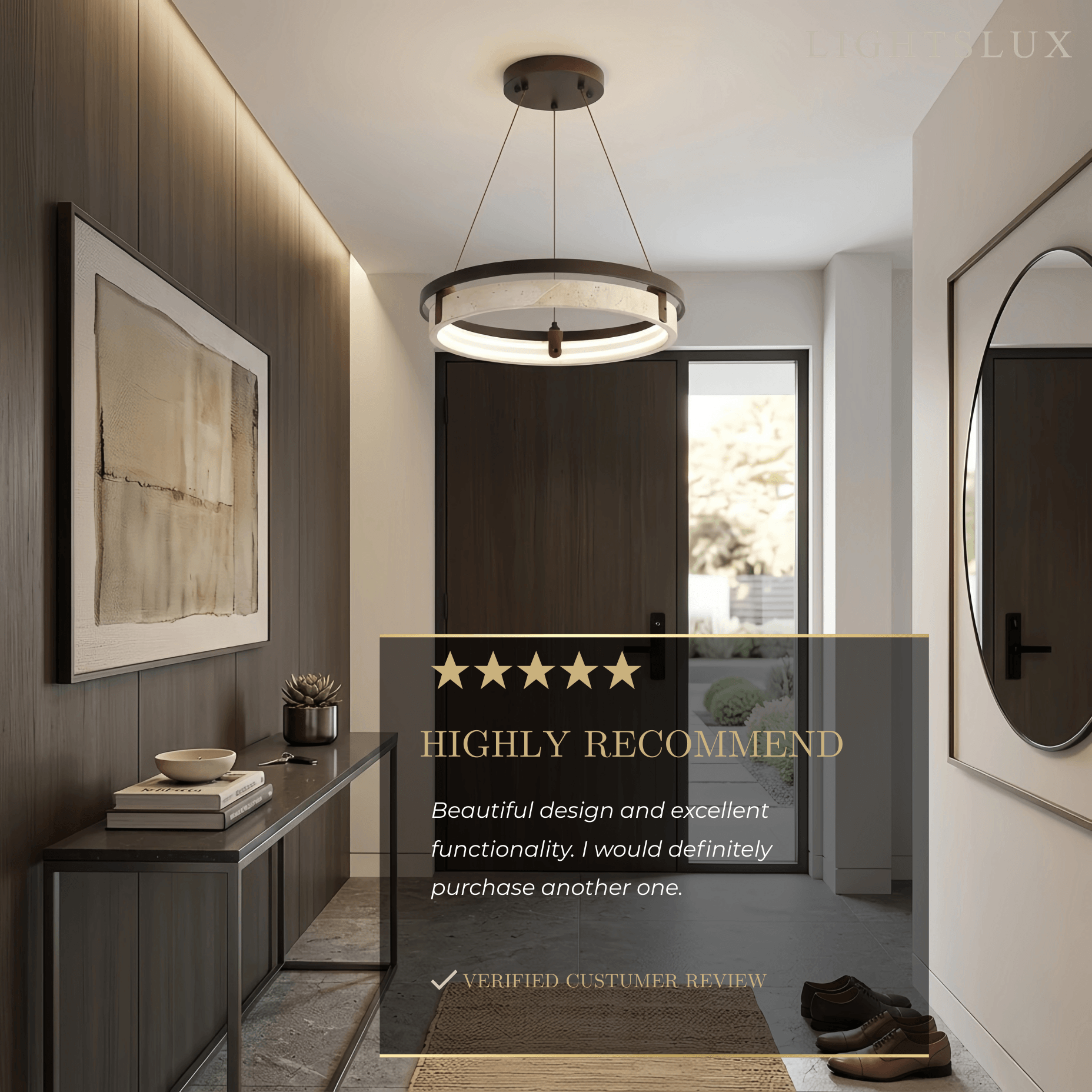 Modern Travertine Pendant Light