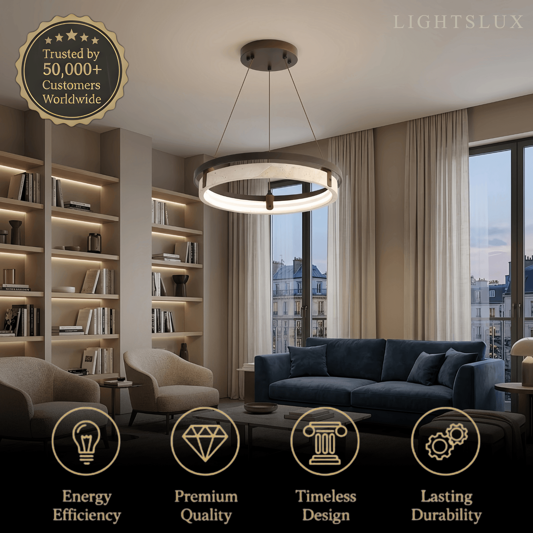 Modern Travertine Pendant Light