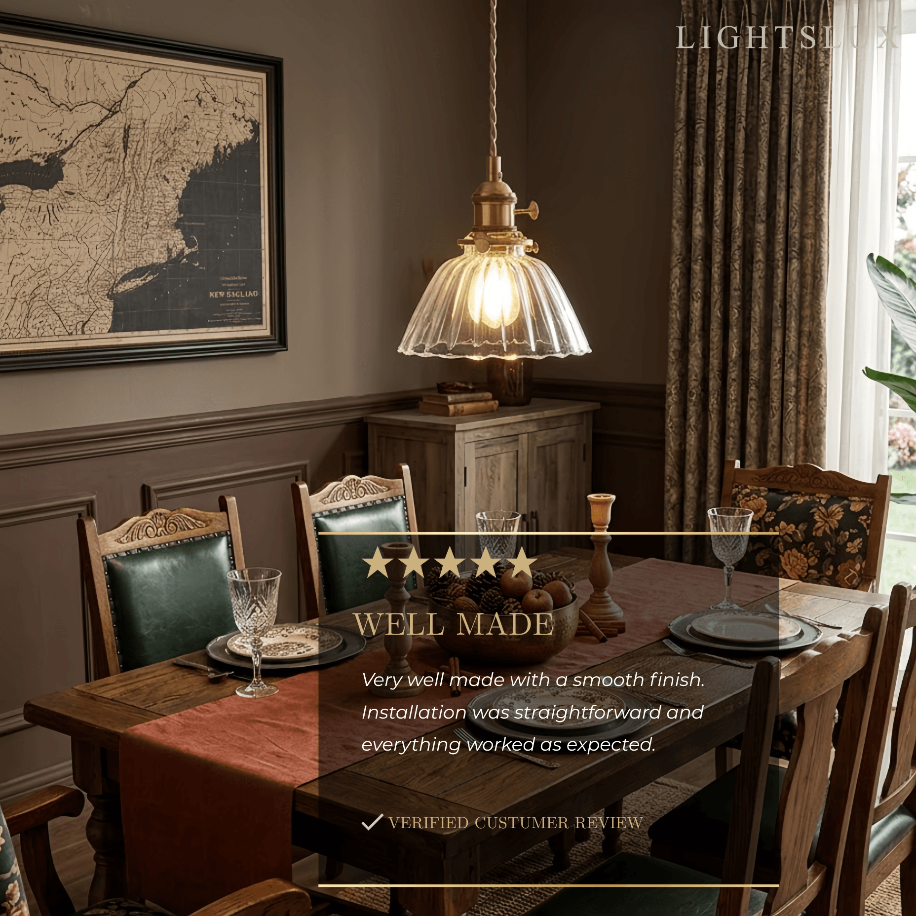Vivara Vintage Glass Pendant Light  