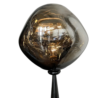 Contemporary Floor Lamp – Distorted Spherical Metal & Acrylic