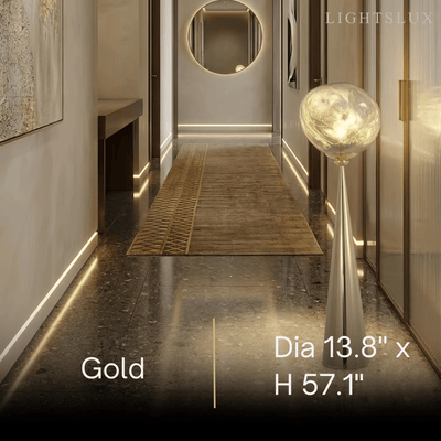 Contemporary Floor Lamp – Distorted Spherical Metal & Acrylic