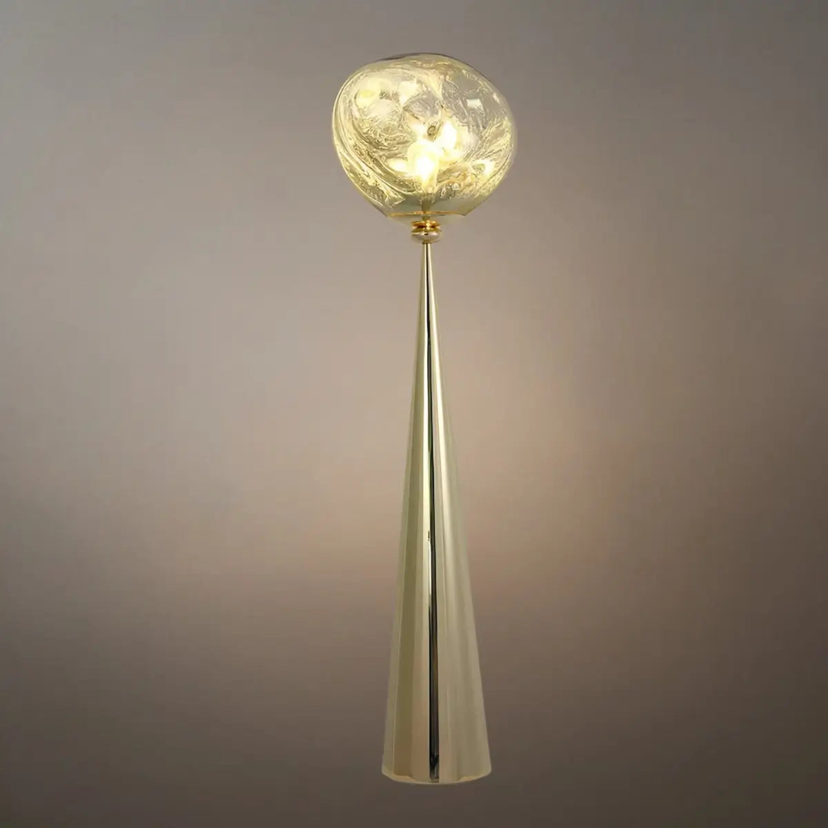 Contemporary Floor Lamp – Distorted Spherical Metal & Acrylic