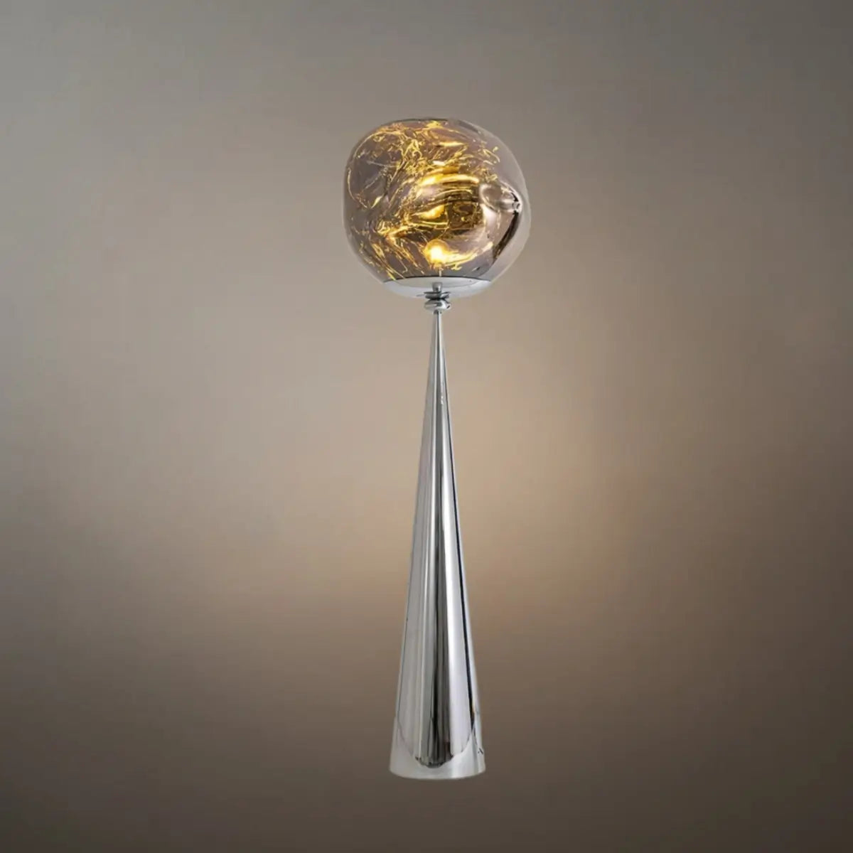 Contemporary Floor Lamp – Distorted Spherical Metal & Acrylic