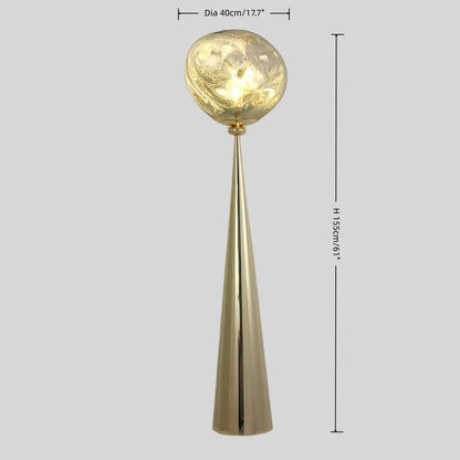 Contemporary Floor Lamp – Distorted Spherical Metal & Acrylic