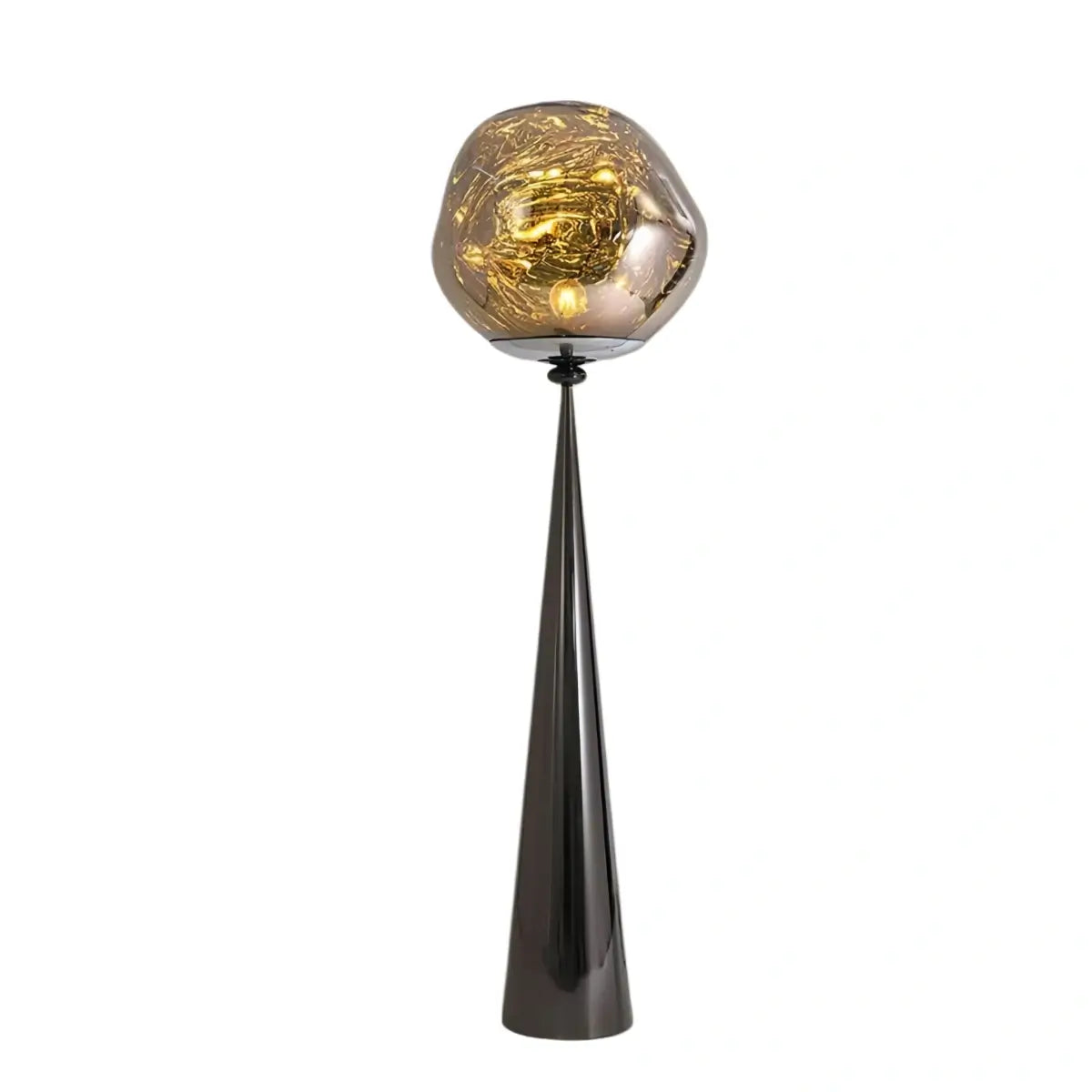 Contemporary Floor Lamp – Distorted Spherical Metal & Acrylic