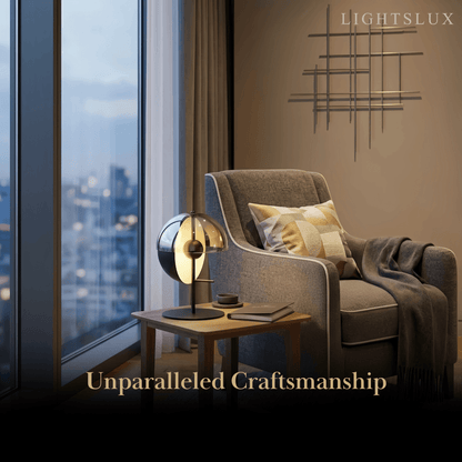 Modern Table Lamp – Iron & Glass Intersecting Hemisphere 