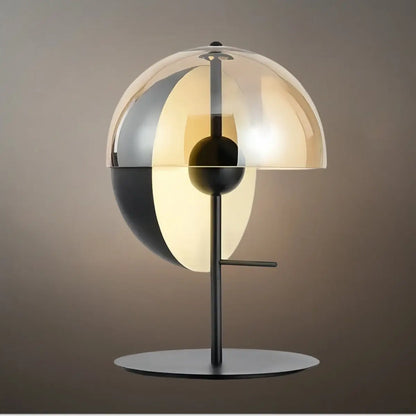Modern Table Lamp – Iron & Glass Intersecting Hemisphere 
