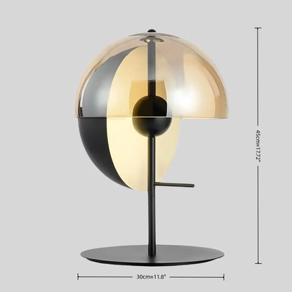 Modern Table Lamp – Iron & Glass Intersecting Hemisphere 
