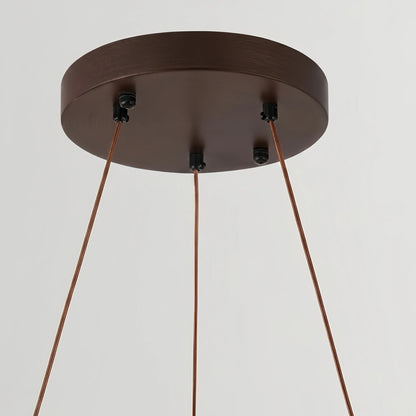 Minimalist Ring Chandelier – Travertine & Wood Walnut Beige