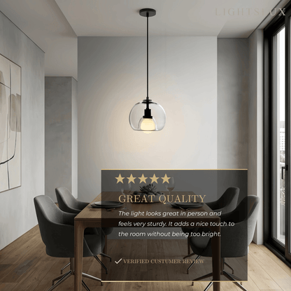  Minimalist Glass Pendant Light – Metal Clear Smoke Cognac