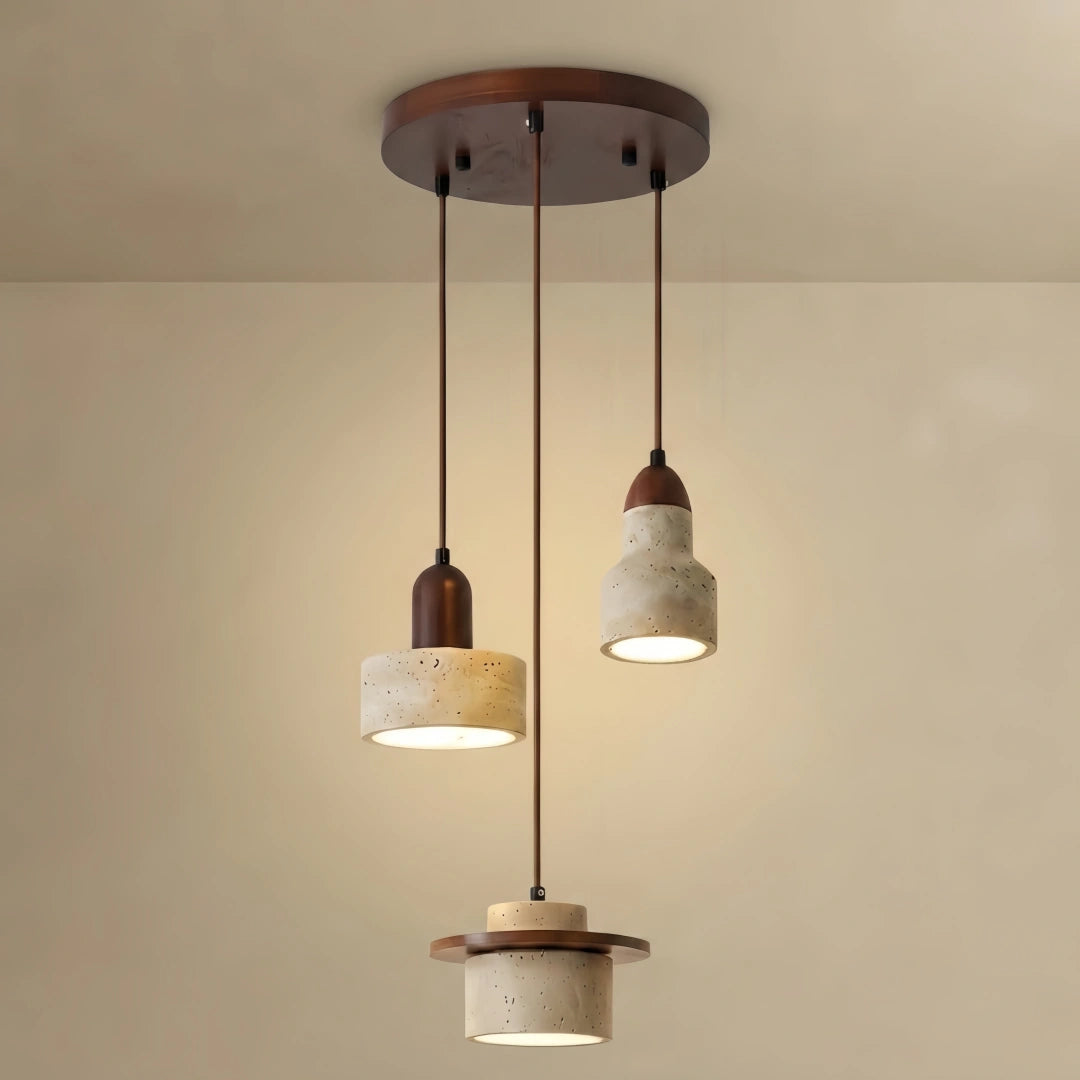 Pendant – Travertine & Wood Walnut Beige for Dining Room