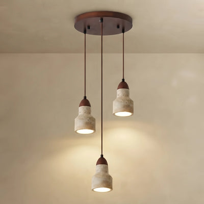 Light Pendant – Travertine & Wood Walnut Beige for Dining Room