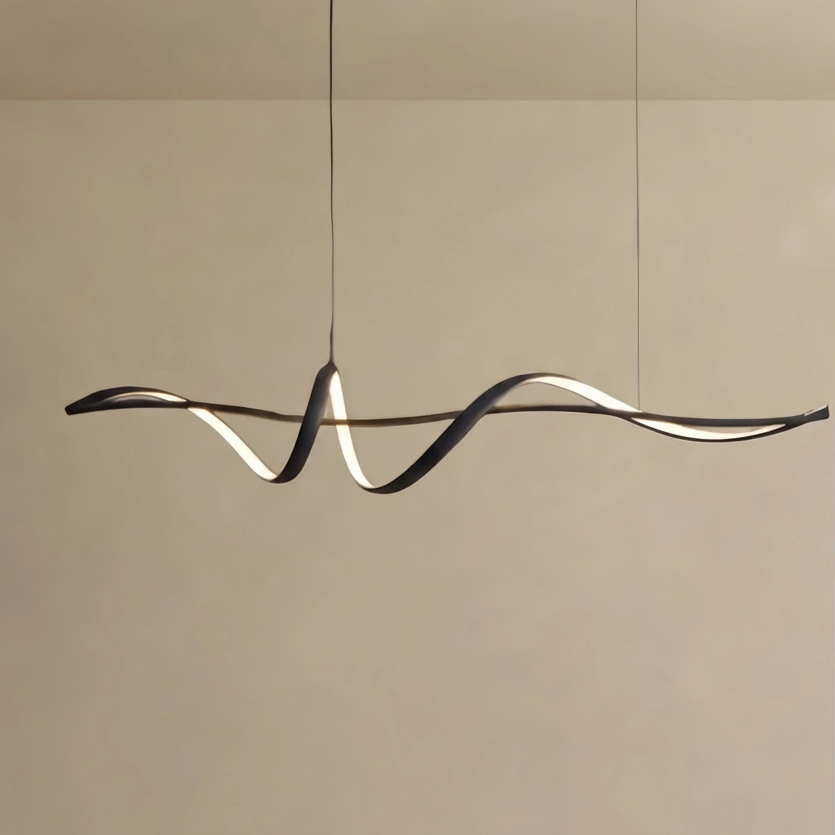 Arcato Modern LED Wave Pendant Light — Black Aluminum for Dining Room