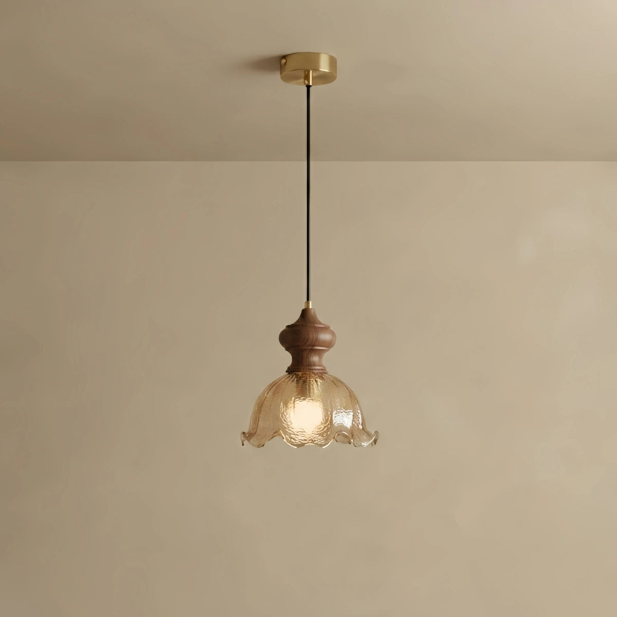 Vetro Vintage Pendant Light -- Rippled Glass & Brass for Dining Room