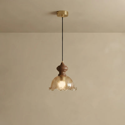Vetro Vintage Pendant Light -- Rippled Glass & Brass for Dining Room