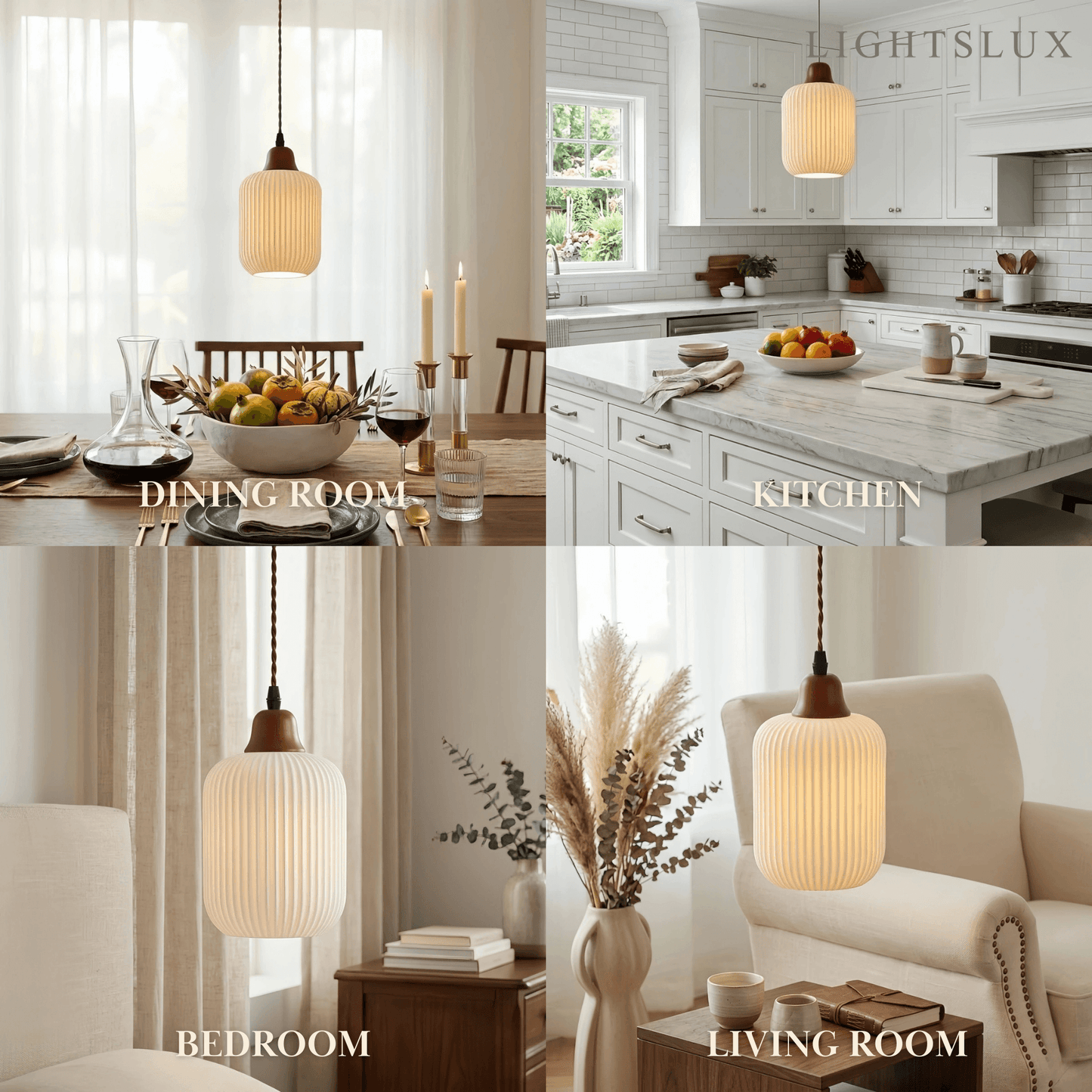 Contemporary Dome Pendant Light – Metal & Ceramic White 