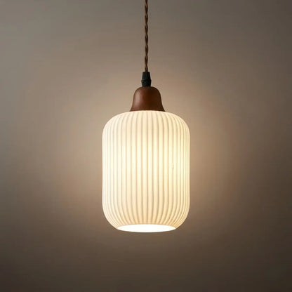 Contemporary Dome Pendant Light – Metal & Ceramic White 