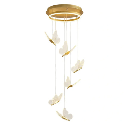 Modern Light‑Luxury Pendant Light — Metal & Acrylic with Butterfly Design