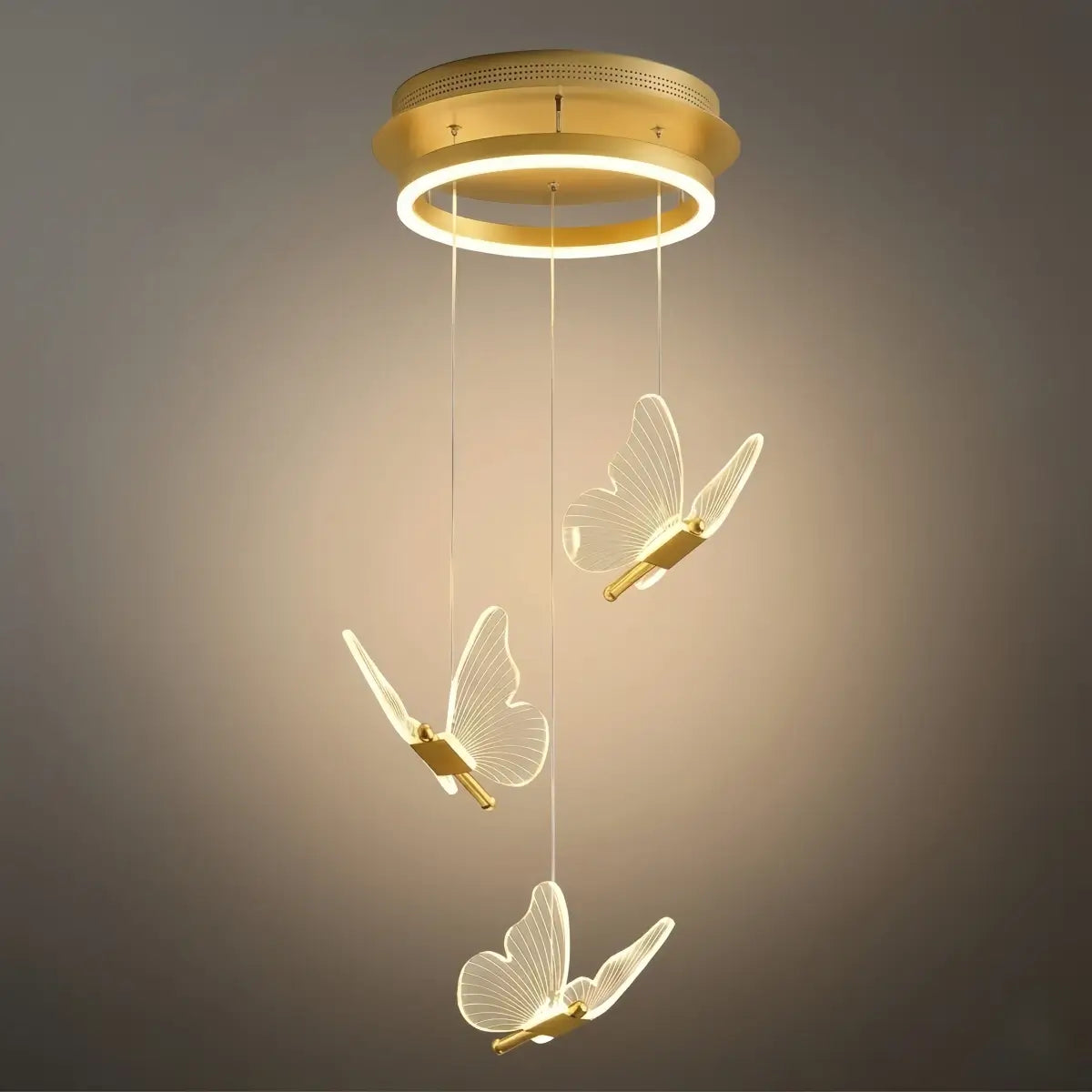 Modern Light‑Luxury Pendant Light — Metal & Acrylic with Butterfly Design