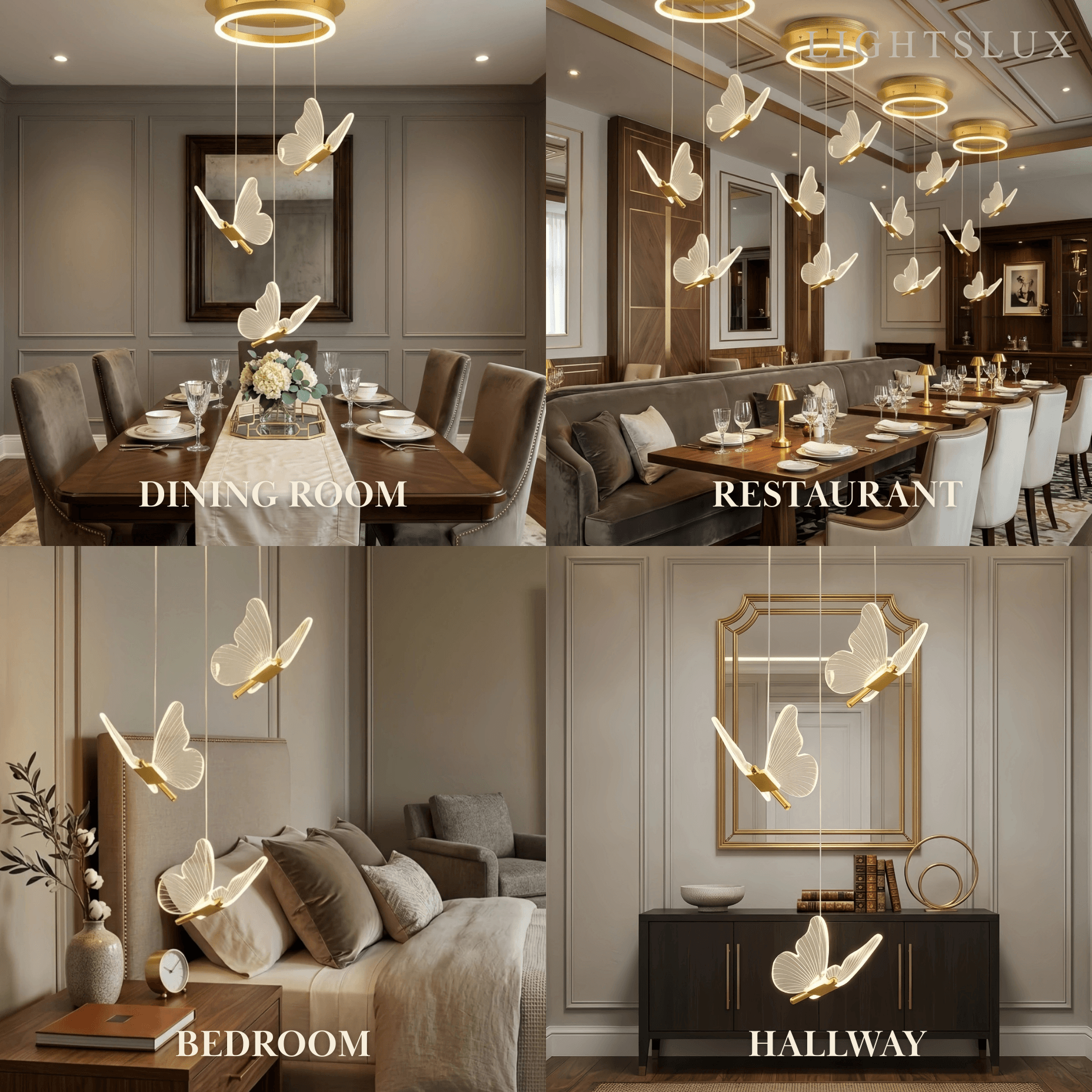 Modern Light‑Luxury Pendant Light — Metal & Acrylic with Butterfly Design