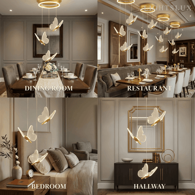 Modern Light‑Luxury Pendant Light — Metal & Acrylic with Butterfly Design
