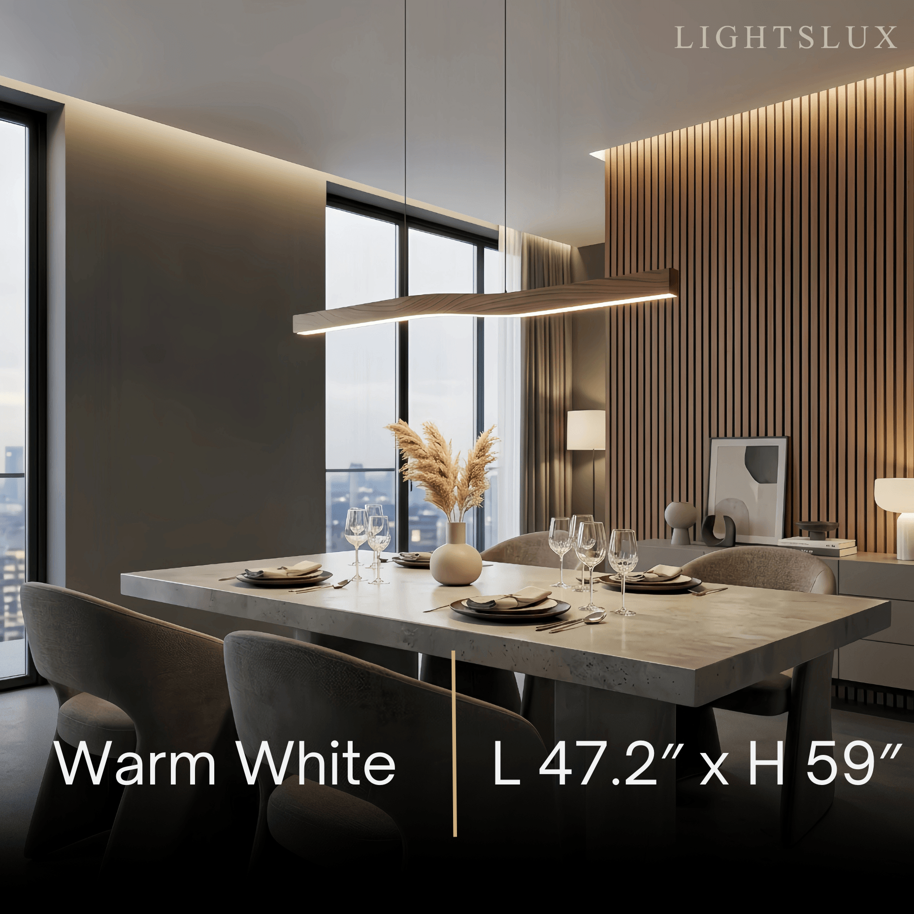 Modern Linear Pendant Light — Metal & Acrylic with Black & Dark Wood
