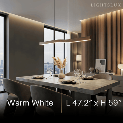 Modern Linear Pendant Light — Metal & Acrylic with Black & Dark Wood
