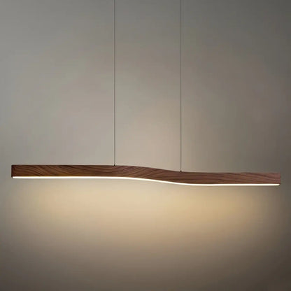 Modern Linear Pendant Light — Metal & Acrylic with Black & Dark Wood