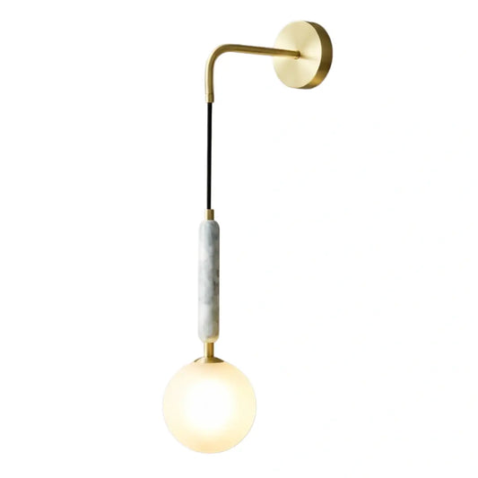 Minimalist Marble Wall Lamp — Glass & Iron with Marble Accent 