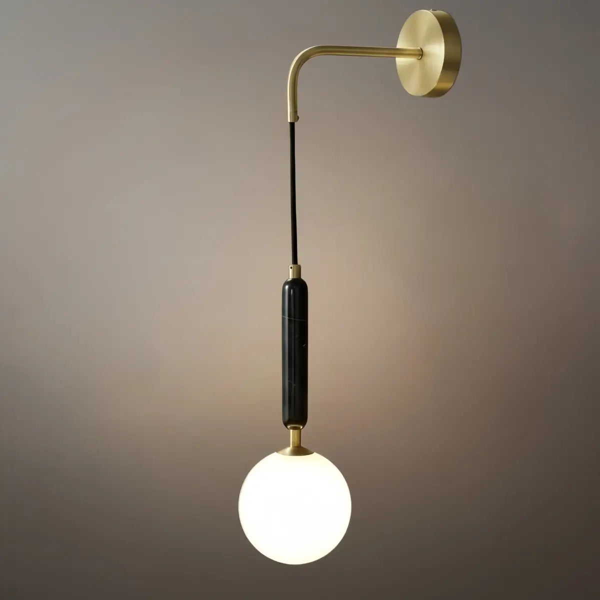 Minimalist Marble Wall Lamp — Glass & Iron with Marble Accent 