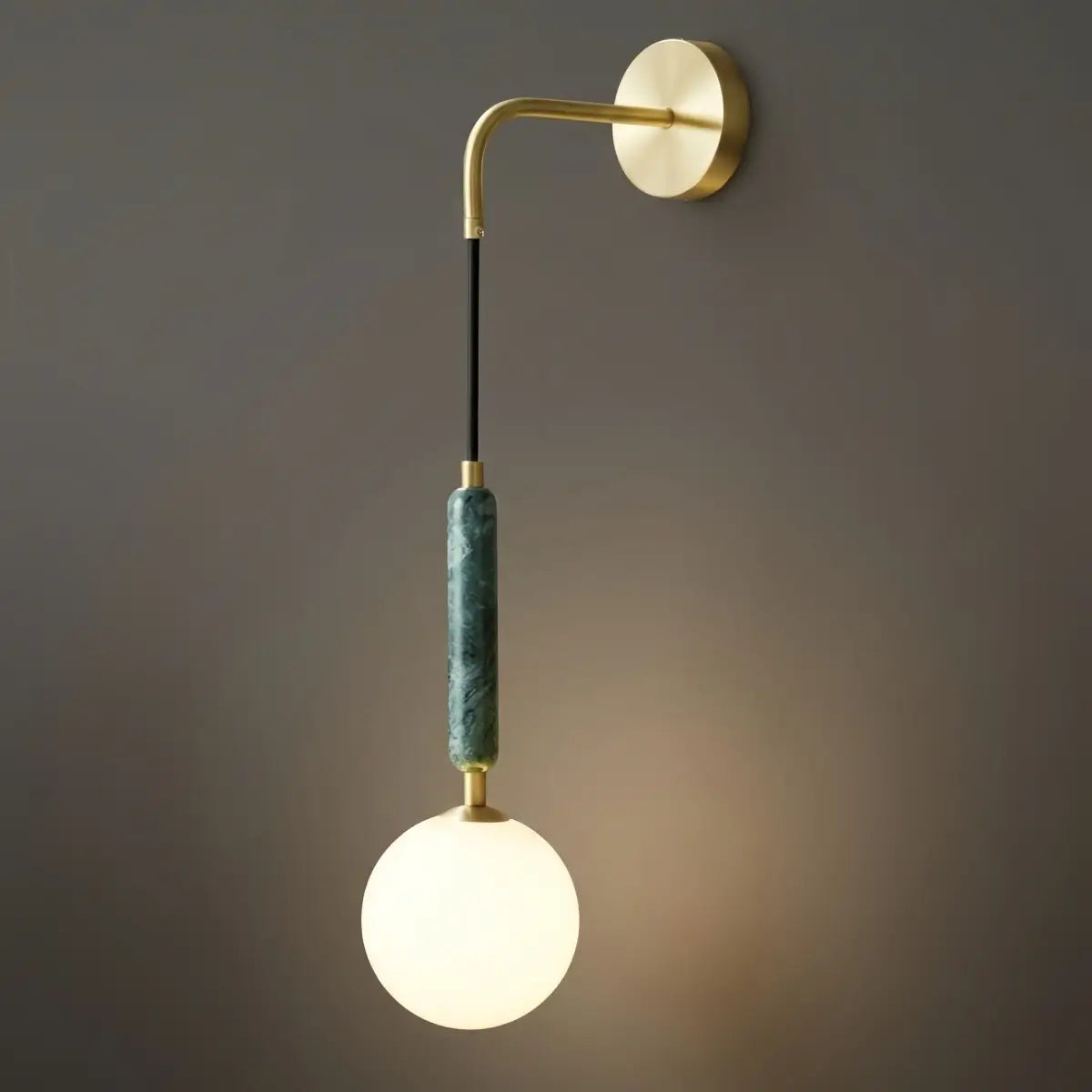 Minimalist Marble Wall Lamp — Glass & Iron with Marble Accent 