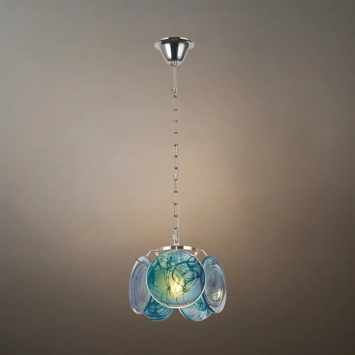 Modern Pendant Light — Hand-Dyed Glass & Metal with Multi-Color