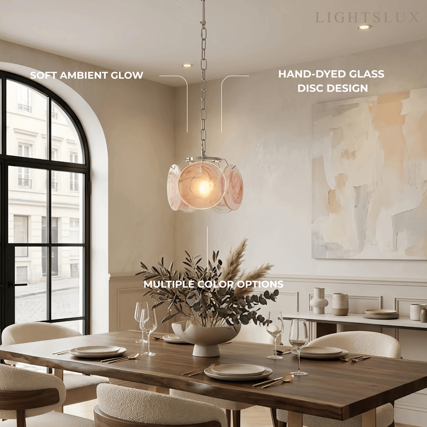 Modern Pendant Light — Hand-Dyed Glass & Metal with Multi-Color