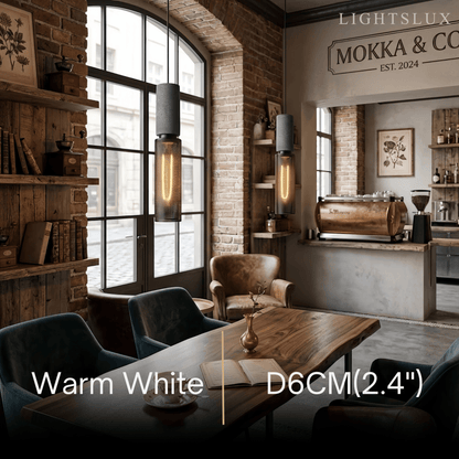 Ferron Industrial Cement Pendant Light – Six Sizes & Adjustable Cable for Kitchen Island/Dining Room/Bedroom