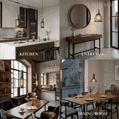 Ferron Industrial Cement Pendant Light – Six Sizes & Adjustable Cable for Kitchen Island/Dining Room/Bedroom