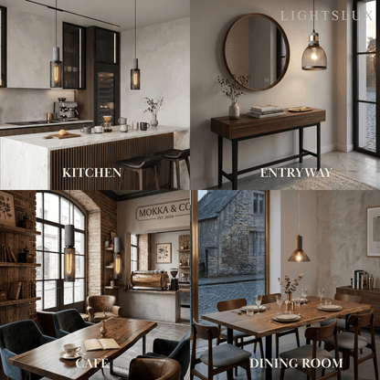 Ferron Industrial Cement Pendant Light – Six Sizes & Adjustable Cable for Kitchen Island/Dining Room/Bedroom