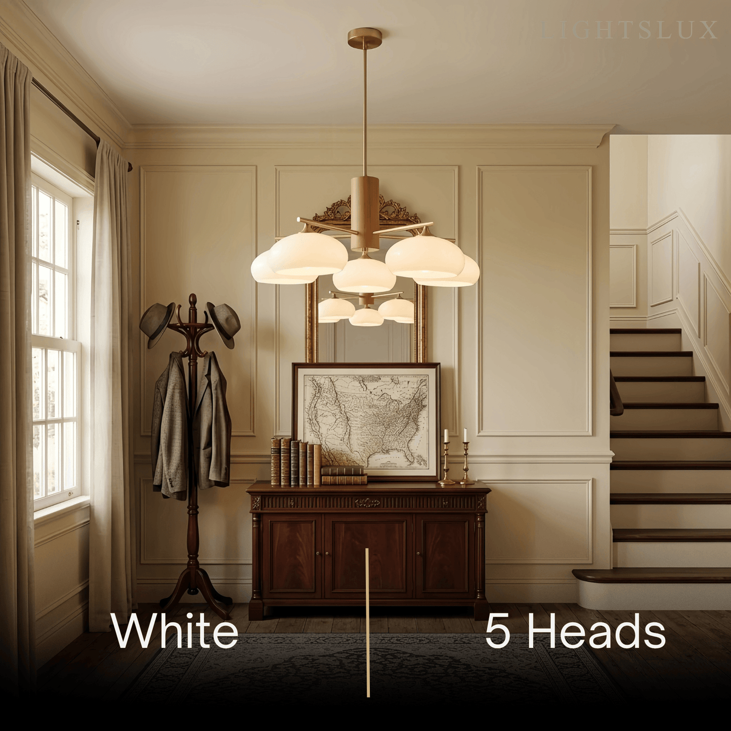Modern Wood & Glass Chandelier 