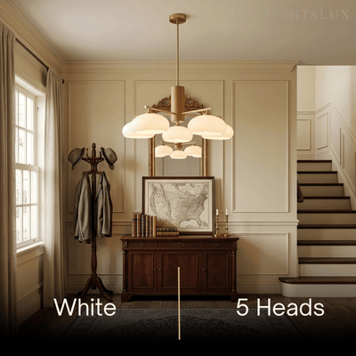 Modern Wood & Glass Chandelier 