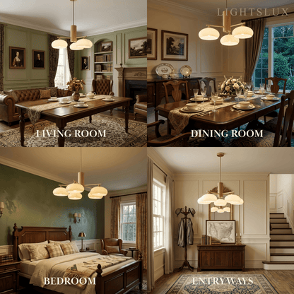 Modern Wood & Glass Chandelier 