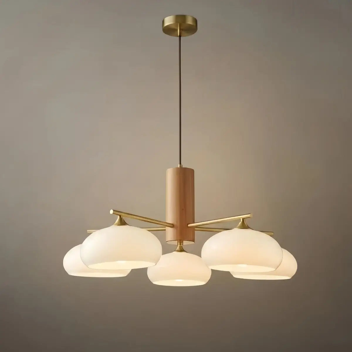 Modern Wood & Glass Chandelier 