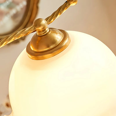 Excelis Vintage Iron Glass Walnut Wood Chandelier