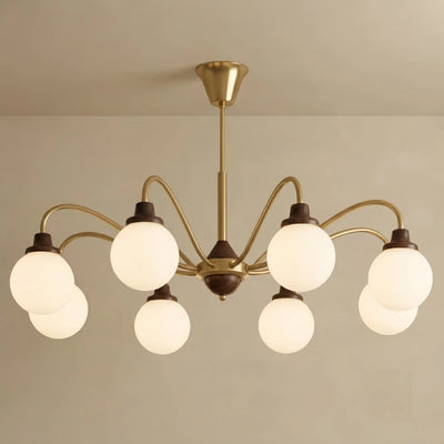 Excelis Modern Glass Chandelier – Gold & White